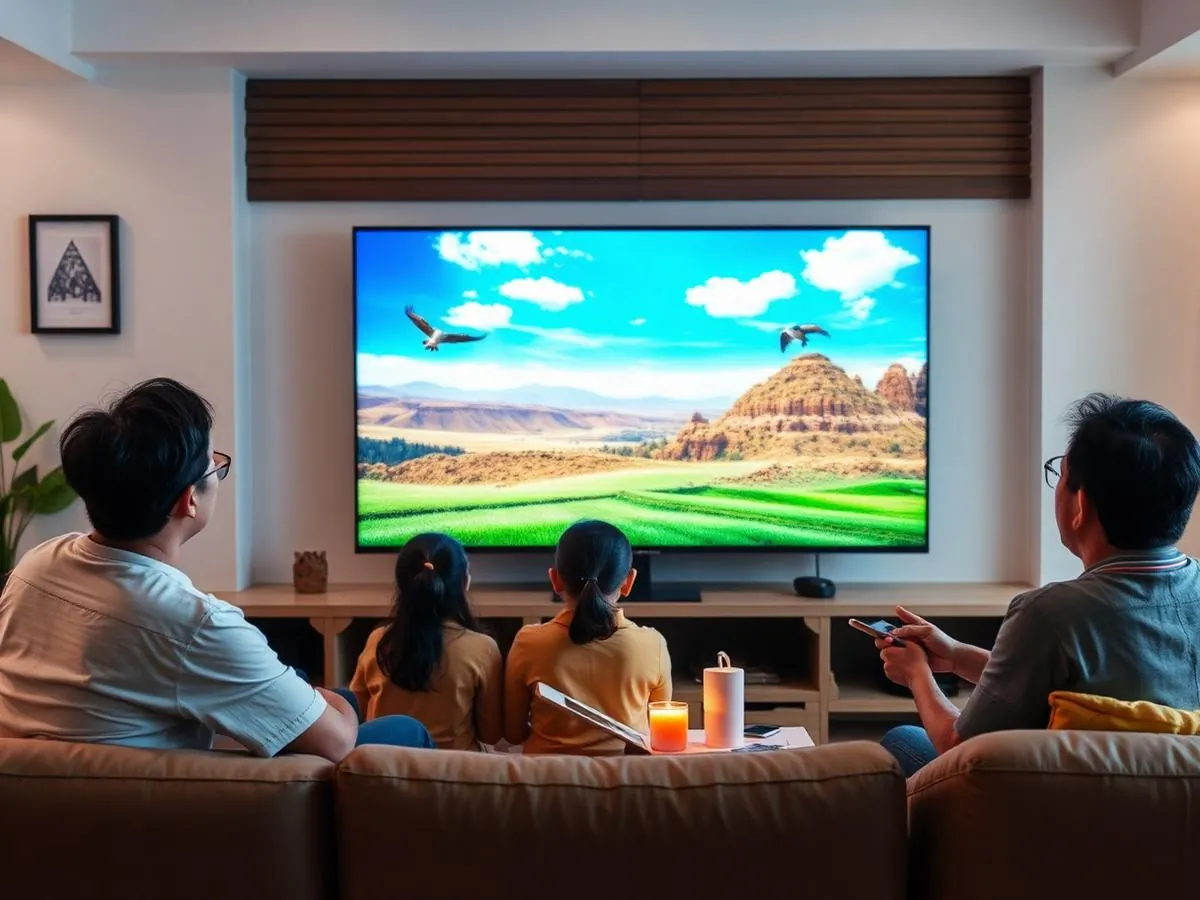 Keluarga menonton streaming bersama di rumah