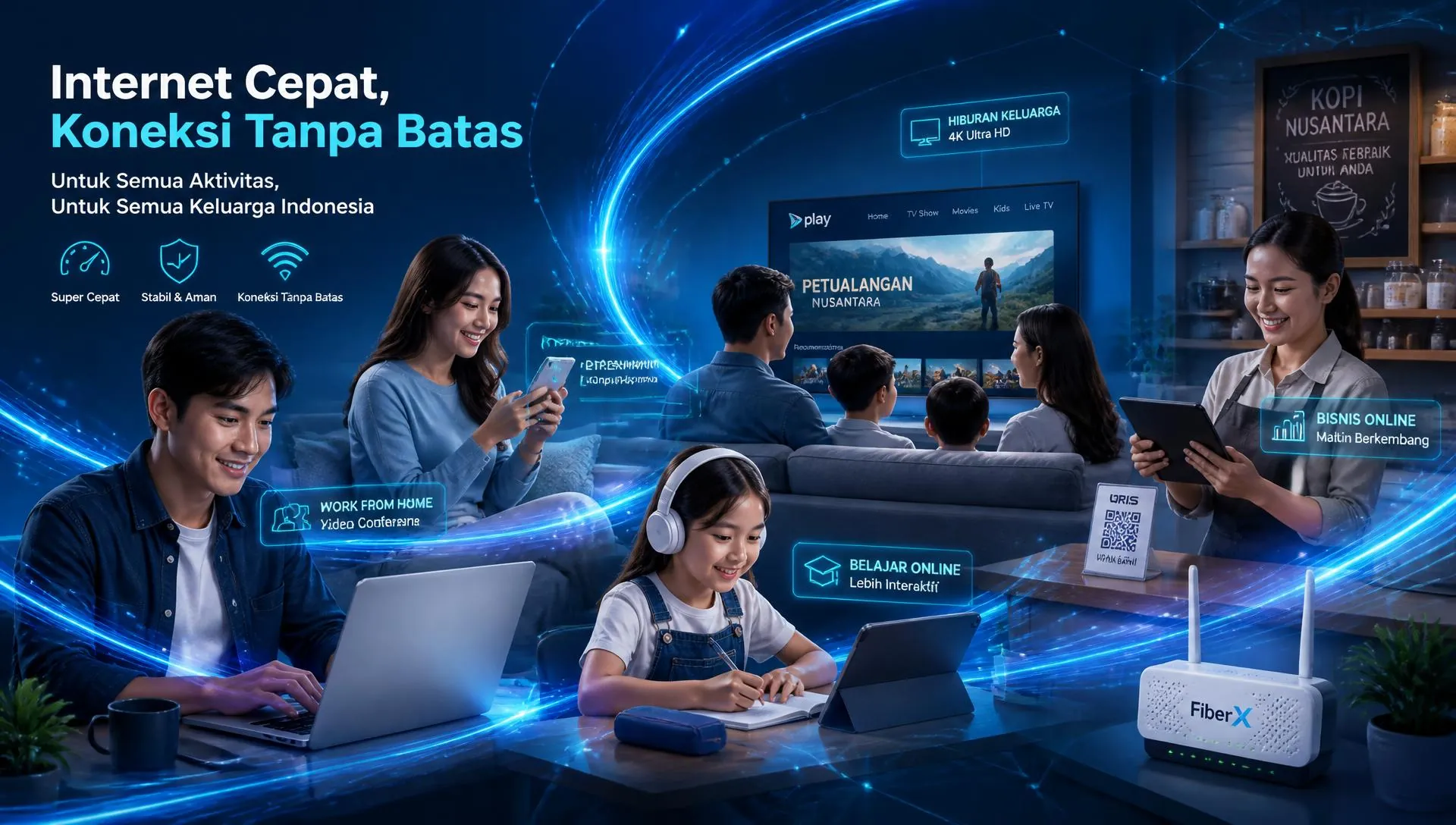 Keluarga, pelajar, dan pelaku usaha menikmati internet cepat NEXSA